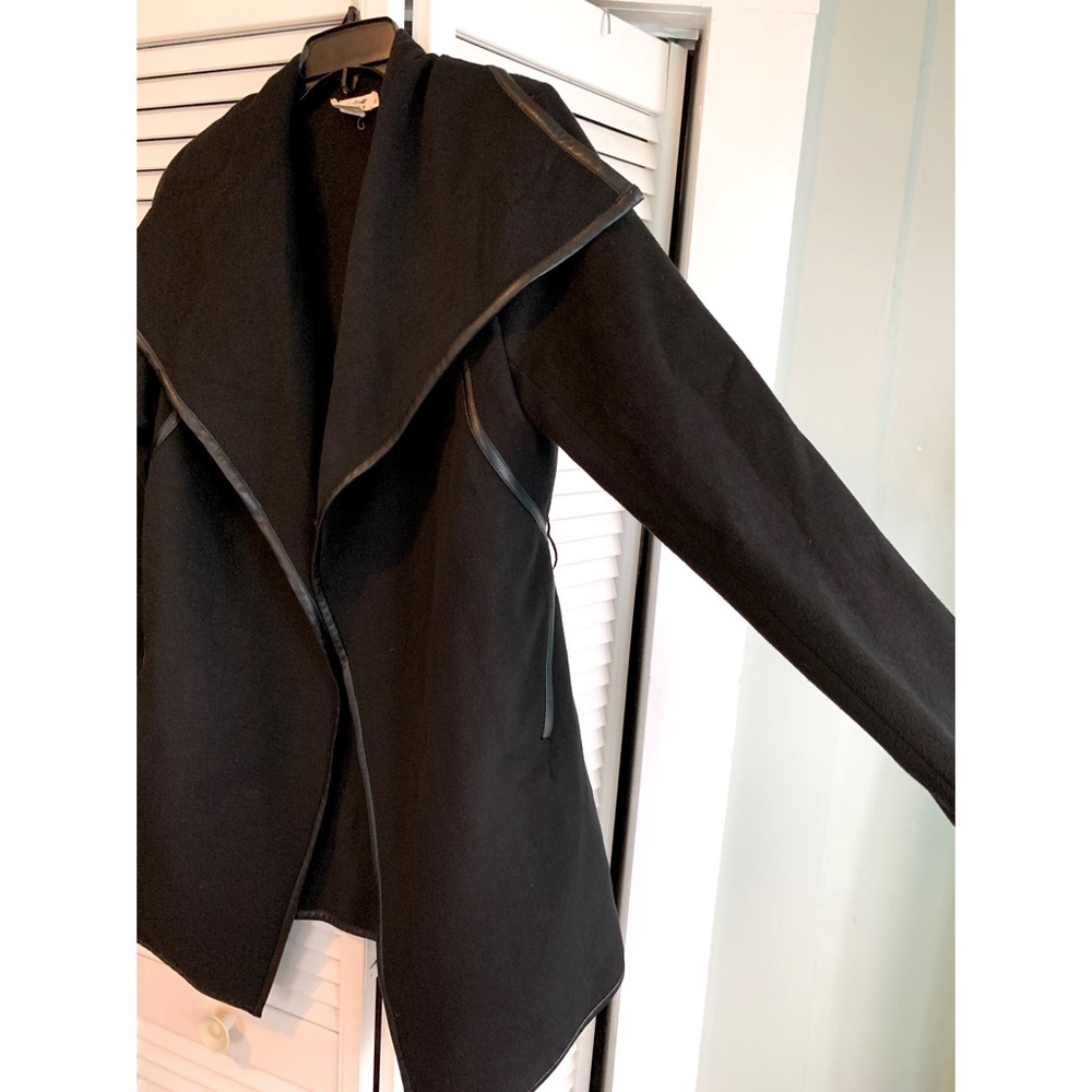 Black faux leather lined trench coat